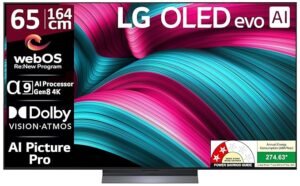 LG 164 cm (65 Inches) OLED evo C5 Series 4K Ultra HD (3840 x 2160) Smart webOS OLED TV OLED65C56LA