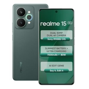 realme 15 5G Smartphone 8+128GB Green,144Hz HyperGlow 4D Curve Display,7000mAh Battery,80W SuperVOOC,Dual 50MP 4K Cameras,Dimensity 7300+ Chipset,IP69