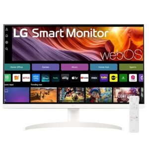 LG 32SR75U Smart Monitor with Steaming TV,32", 4K UHD (3840 x 2160), HDR10, USB Type-C, WebOS, Apple AirPlay 2, Screen Share, Bluetooth, Built-in Speaker, Height Adj., HDMI, USB, Remote Control,White