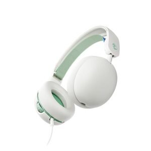 Skullcandy Grom Over-Ear Wired Headphones for Kids, Volume-Limiting, Share Audio Port, Microphone, Work with Bluetooth Devices and Computers- Bone Seafoam