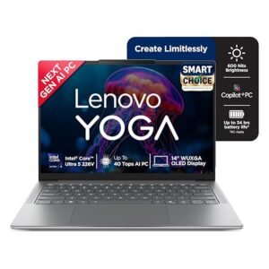 Lenovo Yoga Slim 7 (Smartchoice) Aura Edition Intel Core Ultra 5 226V,Copilot+ AI PC(16GB RAM/1TB SSD/14(35.5cm)/WUXGA OLED/40 Tops/Windows 11/Office Home 2024/Grey/1.19Kg), 83JX005FIN AI Laptop