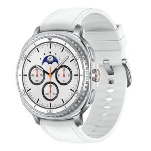 Samsung Galaxy Watch8 Classic (46mm Bluetooth, White) with 3nm Processor | Dual GPS | Sapphire Glass & Stainless Steel | 5ATM & IP68 | BP, ECG, IHRN & Vascular Load Monitoring | Anti-oxidant Index