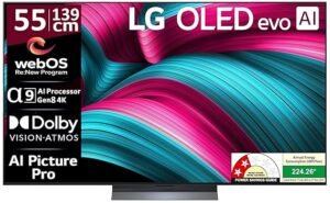 LG 139 cm (55 Inches) OLED evo C5 Series 4K Ultra HD (3840 x 2160) Smart webOS OLED TV OLED55C56LA