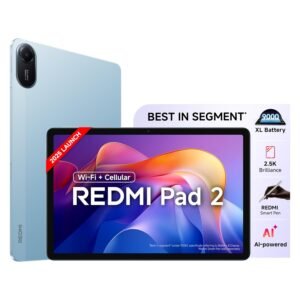 Redmi Pad 2 Wi-Fi + Cellular, Active Pen Support, 27.94cm(11") Model, 2.5K Sharp & Clear Display, 8GB, 256GB, All Day & More 9000mAh Battery, AI-Enabled, Dolby Atmos, HyperOS 2, Sky Blue